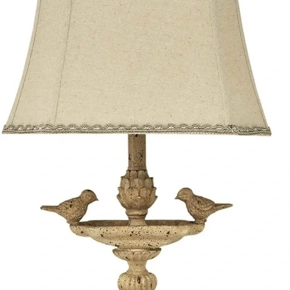 New in Box 26” Natural Linen Bird Accent Table Lamp - Picture 6 of 6